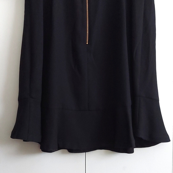 Banana Republic Black Attached Camisole Tiered Sleeveless Fluted Hem Dress Sz 14 - Picture 9 of 16